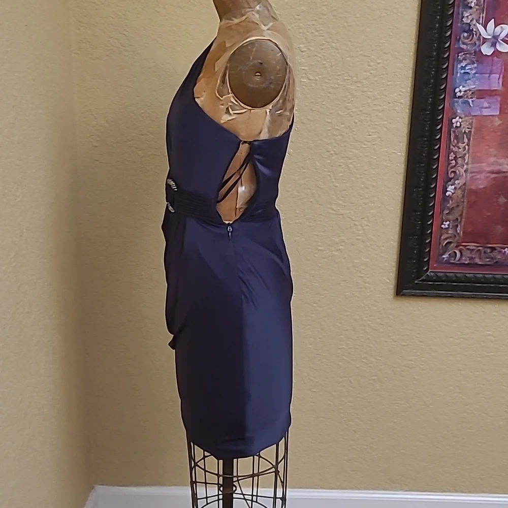 WOMENS  BLUE BCBGMAXAZRIA ONE SHOULDER DRESS SIZE XS